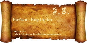 Hofman Boglárka névjegykártya